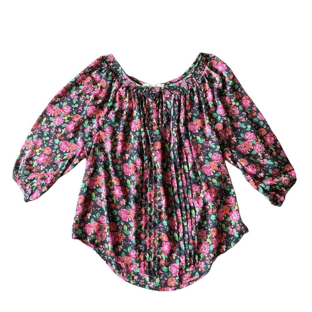 Abercrombie & Fitch Women’s lightweight floral preppy 3/4 sleeve top Y2K Size M